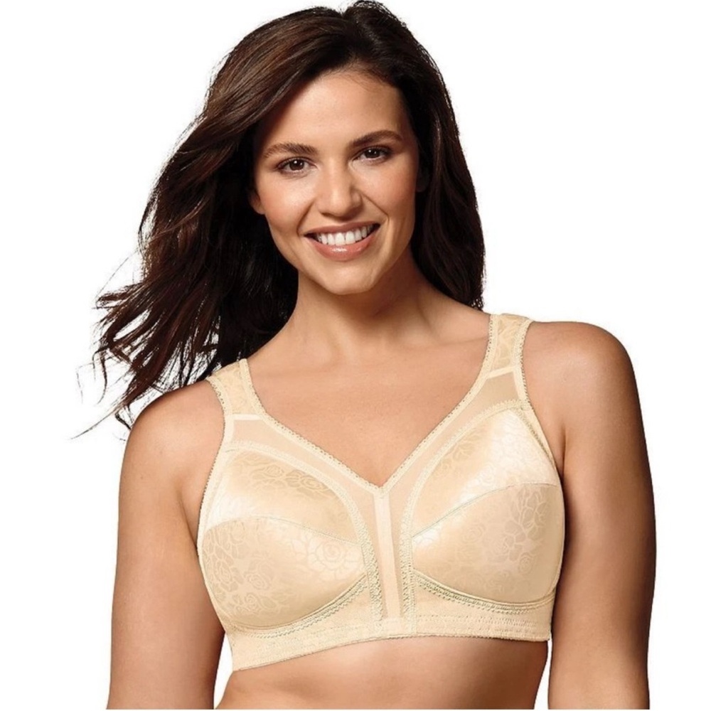 Playtex 4693 18 Hour Ultimate Shoulder Comfort Wireless Bra Sz 34D natural beige